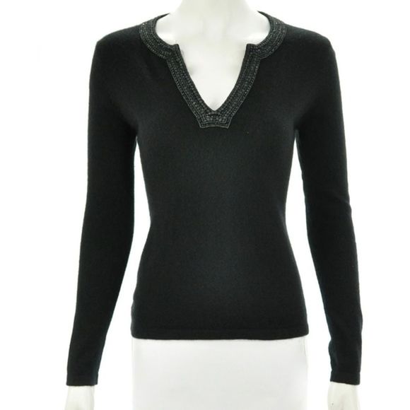 RELISTED-ARMAND DIRADOURIAN BLACK CASHMERE SWEATER SIZE P - Picture 1 of 5